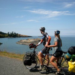 On our tandem Bicycle touring the San Juan Islands.